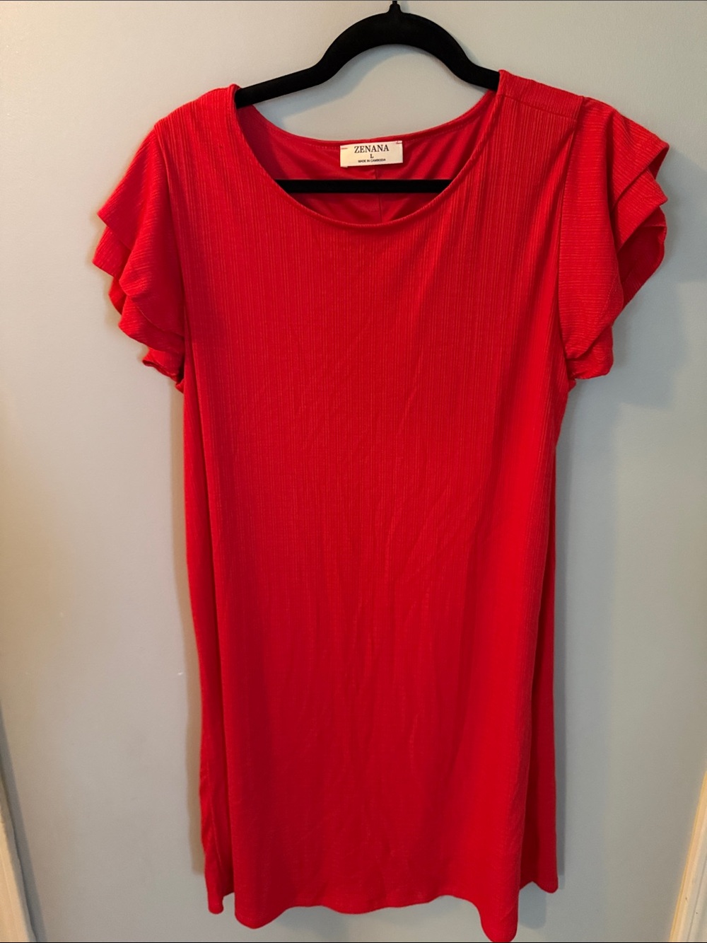 Zenana Outfitters Bright Red Ruffle Sleeve Dress